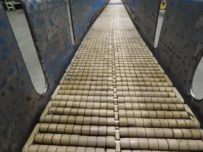 New London Engineering 7.5"x12' Plastic Roller Belt Accumulating Conveyor 30 FPM