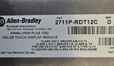 Allen Bradley PanelView Plus 2711P-RDT12C Ser D w/2711P-RP1 Ser G (BIN123)