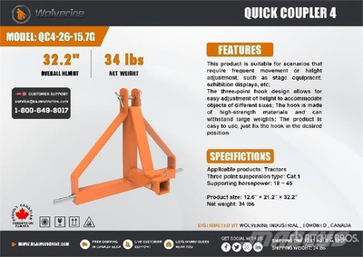 Used WOLVERINE QC4-26-15.7G QUICK COUPLER 4, Hitches Michigan US | Miedema Asset Management Group #1579533