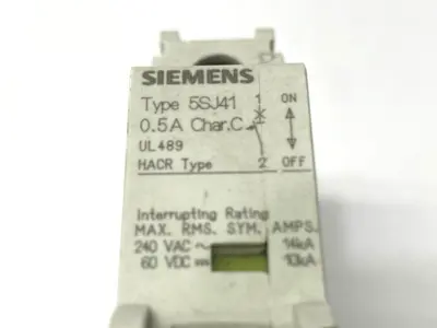 USED SIEMENS MINIATURE CIRCUIT BREAKER 1-POLE 240V 0.5A