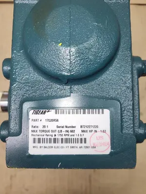 New | in-Stock TIGEAR TIGEAR 2 17Q20R56 RIGHT ANGLE WORM GEAR REDUCER 17Q20R56 20:1 RATIO ** NEW NO BOX** Speed Reducers | ND Industrial Surplus #1225367