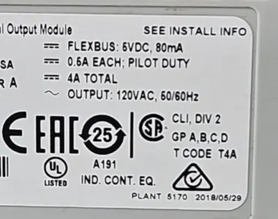 Allen Bradley 1794-OA8 Ser A Output Module (BIN4.4.4)