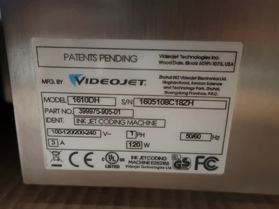 Used VIDEOJET 1610DH 399975-905-01 Miscellaneous Printing & Paper Equipment Ohio US | Aucto #1394568