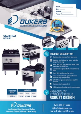 New | in-Stock Dukers New Dukers DCSPA2 Stock Pot Range Commercial Ranges Illinois US | Falcon Restaurant Supply #1376313