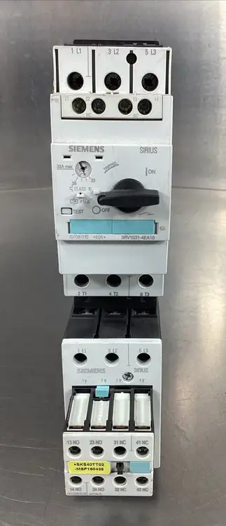 Used Siemens 3RV1031-4EA10 Circuit Breaker w/2 Accessory Modules Circuit Breakers South Carolina US | Palmetto Automation #1150373