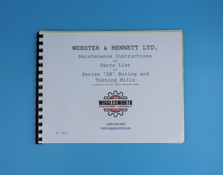 New | in-Stock WEBSTER & BENNETT DH Manual Tooling & Accessories (Other) Ohio US | T.R. Wigglesworth Machinery Co. 1 #64151