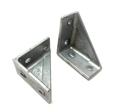 USED FLEXLINK ANGLED CORNER GUSSET 90-DEGREE, ALUMINUM LOT OF 2