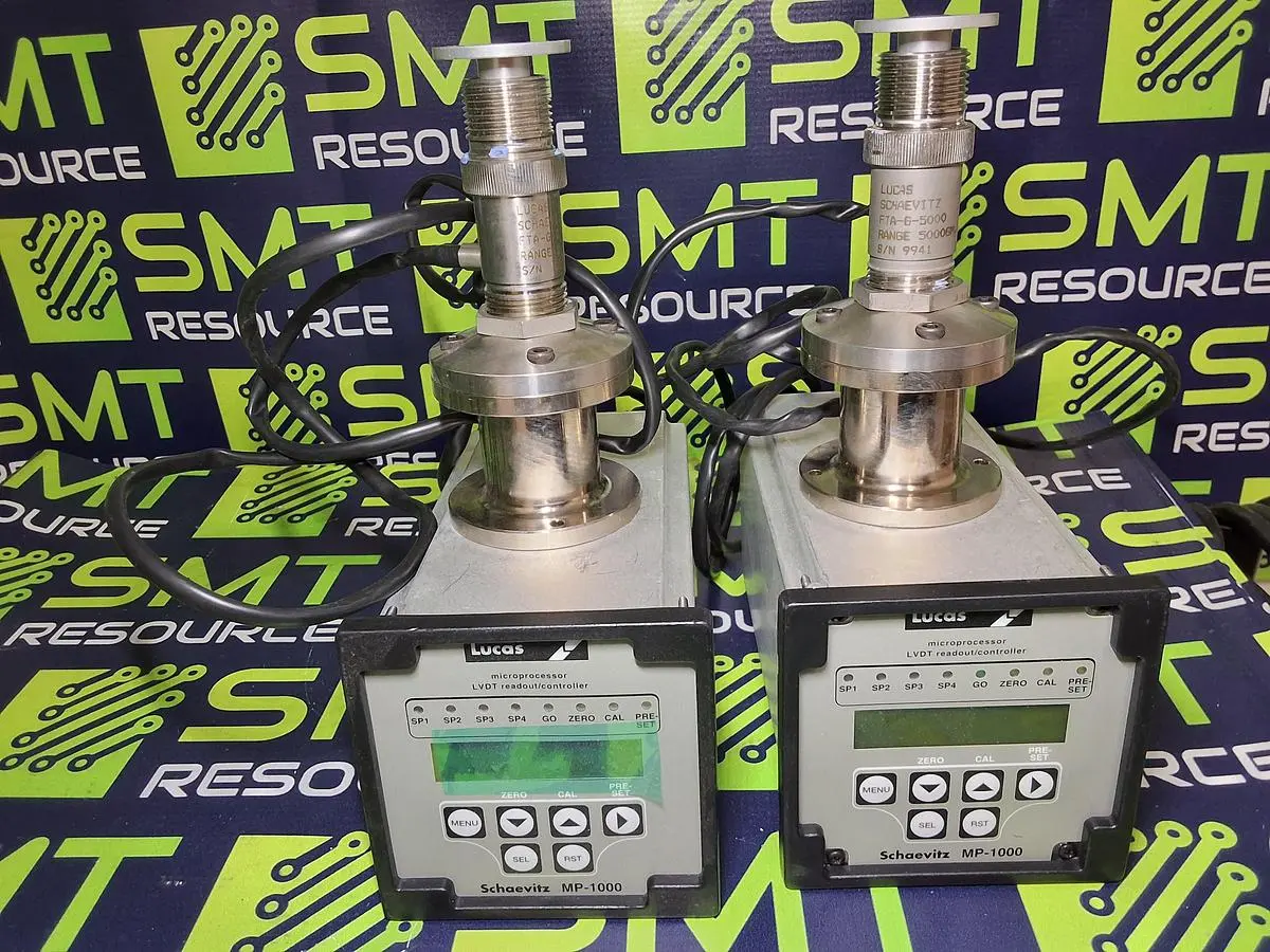 LUCAS SCHAEVITZ MP-1000 LVDT READOUT / CONTROLLER MODULE WITH FTA-G-5000 TRANSDUCER
