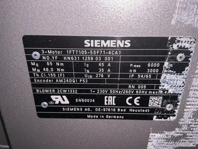 Used SIEMENS 1FT71055SF714CA1 Motors (misc) Ohio US | HGR 24 #1352700