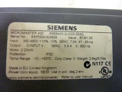 USED SIEMENS 6SE6 420-2UD22-2BA0
