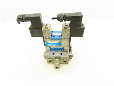 Festo JMVH-5/2-D-1-C Pneumatic Solenoid Valve Manifold Assembly 24VDC 3/8" NPT