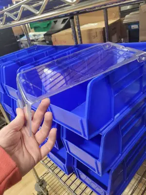 Set of 12 Akro-Mils AkroBins Blue Plastic Storage Bins with Clear Lids