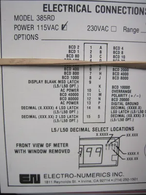 New Electro Numerics 385RD Digital Meter