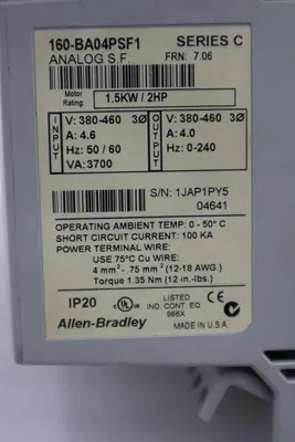 Allen Bradley 160-BA04PSF1 /C Speed Controller 1.5KW/ 2HP STOCK H1257
