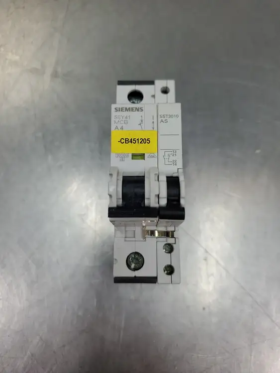 Used Siemens 5SY41 MCB A4 Circuit Breaker w/5ST3010 AS Auxiliary Switch Circuit Breakers South Carolina US | Palmetto Automation #1151522