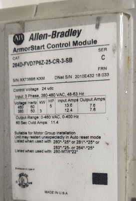 USED Allen Bradley 284D-FVD7P6Z-25-CR-3-SB
