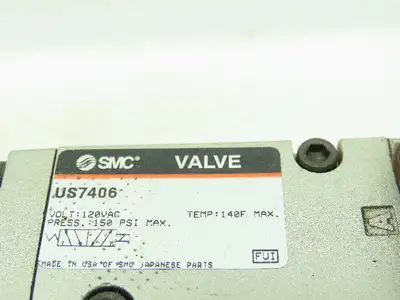 SMC US7406 Pneumatic Directional 3-Way Air Solenoid Valve 120VAC 150PSI
