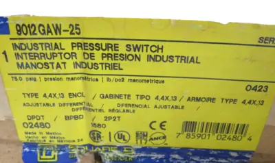 NEW SQUARE D 9012GAW-25 PRESSURE SWITCH SER. C 9012GAW25