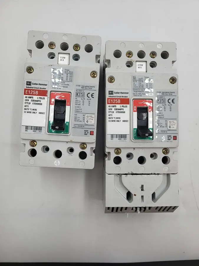 Used CUTLER HAMMER CUTLER HAMMER E125B 40 AMPS 3 POLES BREAKER EGB3040FFG Circuit Breakers | ND Industrial Surplus #1217248