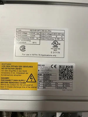 MTA SAR 200 IU Vibratory Feeder Bowl REOVIB MFS 268-6A-IP54 Frequency Converter