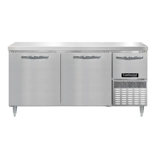 Continental DRA68NSS 68" Worktop Refrigerator W/ (3) Sections, 115v