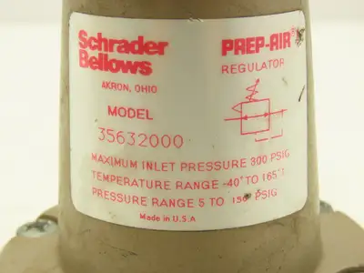 Schrader Bellows 35632000 Pneumatic Air Pressure Regulator 5-150psi 3/8"npt