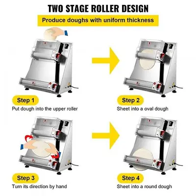 Pizza Dough Roller Sheeter, Max 16" Automatic Commercial Dough Roller Sheeter