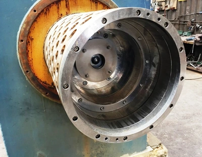 Escher-Wyss P-360/2 pusher centrifuge, 316SS.