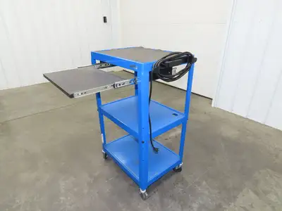 Uline H-4607 Mobile Workstation Computer Cart w/Power Strip 26x20"x 29-42"H Blue