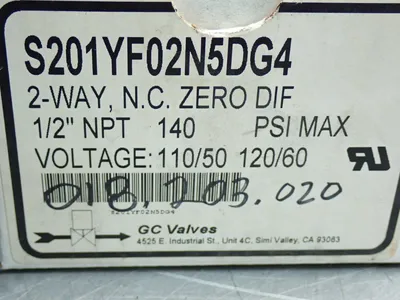 NEW GC VALVES S201YF02N5DG4