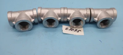 LOT OF 4 SP-114-150 3/4" 304 STAINLESS STEEL THREADED TEE PIPE FITTING