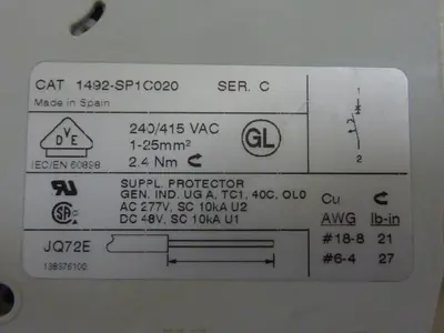 USED ALLEN BRADLEY 1492-SP1C020 SER C