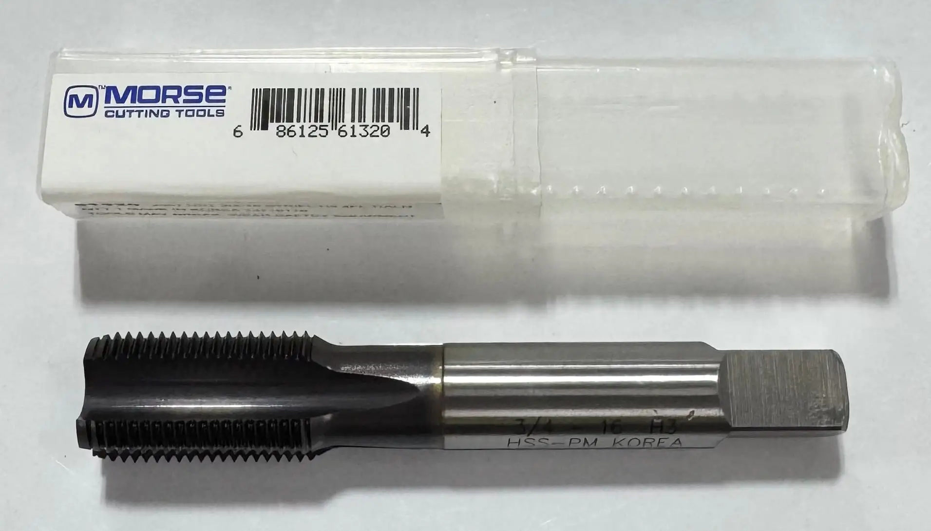 Morse 3/4"-16 HSS-PM Straight Flute Tap 4 Flute H3 TiAlN Coated Semi-Bottoming