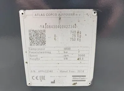 USED 2016 ATLAS COPCO XAS 68 KD