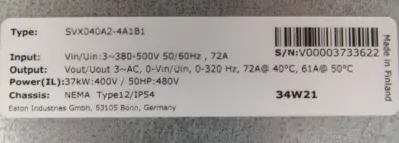 NEW EATON SVX040A2-4A1B1 AC DRIVE 50HP SVX040A24A1B1
