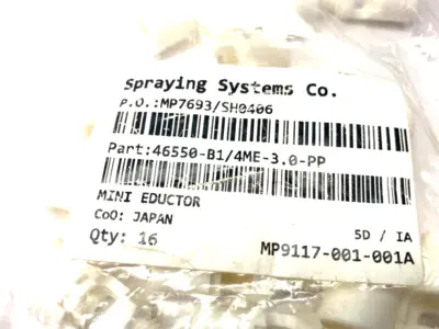 USED SPRAYING SYSTEMS MINI TANK MIXING EDUCTOR POLY