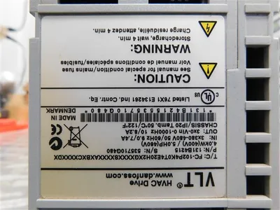 Danfoss VLT FC-102P4K0T4E20H2XGXXXXSXXXXAXBXCXXXXDX HVAC Drive 5 HP/4.0kW Used
