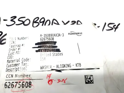 M-350B90AX3A-3 | Flowserve  Aligning Washer KTB 4" Inside Diameter - New Other