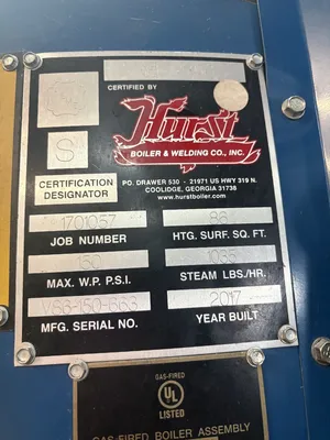 Used 2017 HURST 4VT-G-30-150 Boilers Florida US | East Polk LLC #1518187