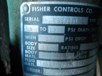 Fisher 1" 150 Class, 316 Stainless Control Valve