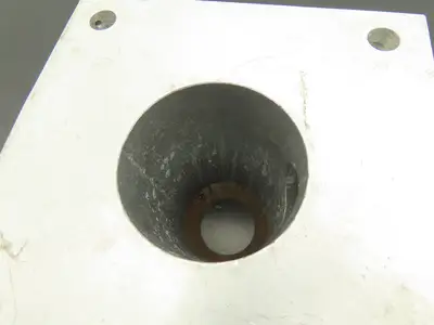 Industrial Injection Molding Hopper Base Side Discharge 5-1/2" Bolt Square Top