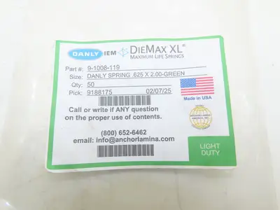 Danly 9-1008-119 DieMax XL Compression Die Springs Green 5/8"x 2"L  Lot of 50