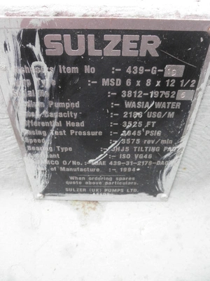 USED SULZER BINGHAM 6X8X12.5A MSD