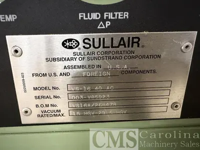 Used SULLAIR MODEL VS16 40 HP VACUUM PUMP Vacuum Pumps North Carolina US | CAROLINA MACHINERY SALES #1441240