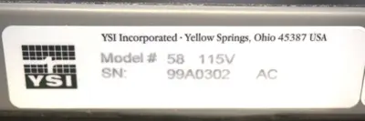 NEW YSI MODEL 58 OXYGEN METER 115V (NO PROBE)