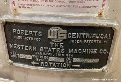 Used WESTERN STATES G-16 Basket Bottom Dump Centrifuges Illinois US | Aaron Equipment #1240988