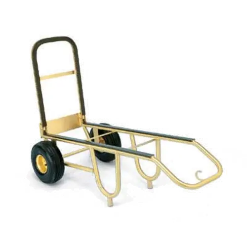 Forbes Industries Bellman's Handtruck w/ 23 1/2" Fold Up Dropnose & Brown Vinyl Bumpers - Brushed Brass (1570-B)