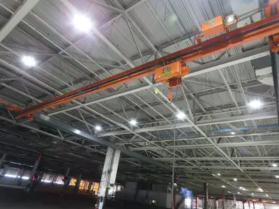 Cleveland Tramrail P&H 1/2 Ton Single Girder Underhung Bridge Crane 45' 10" Span