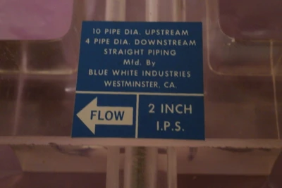 NEW BLUE WHITE FLOW METER SIZE: 1 1/2" TYPE I.PS.