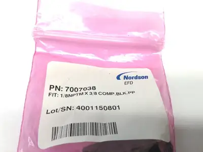 New | in-Stock Nordson EFD 1/8 NPTM X 3/8 Compression Black Poly Valve Fitting Valves/Fittings Michigan US | Maverick Industrial Sales #1390600